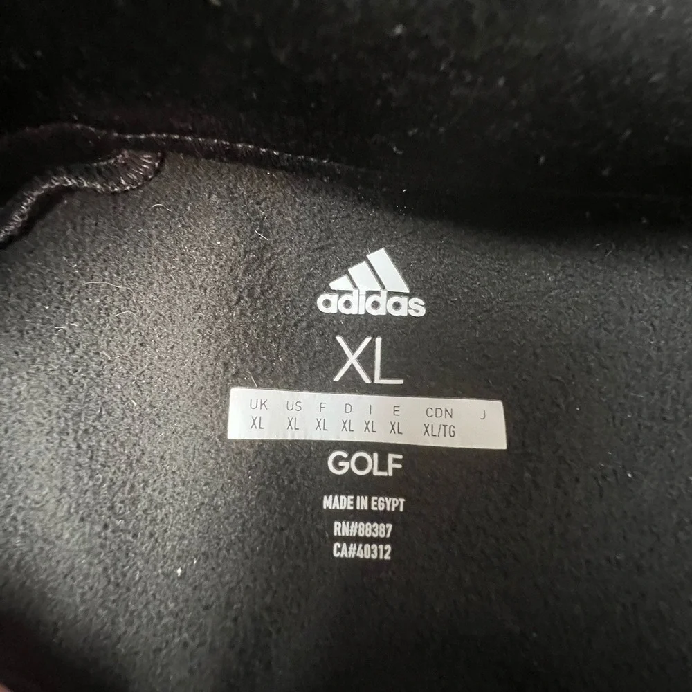 Adidas Golf Men's Sweatshirt Grey and Black Fleece Lined 1/4 Zip Athletic XL